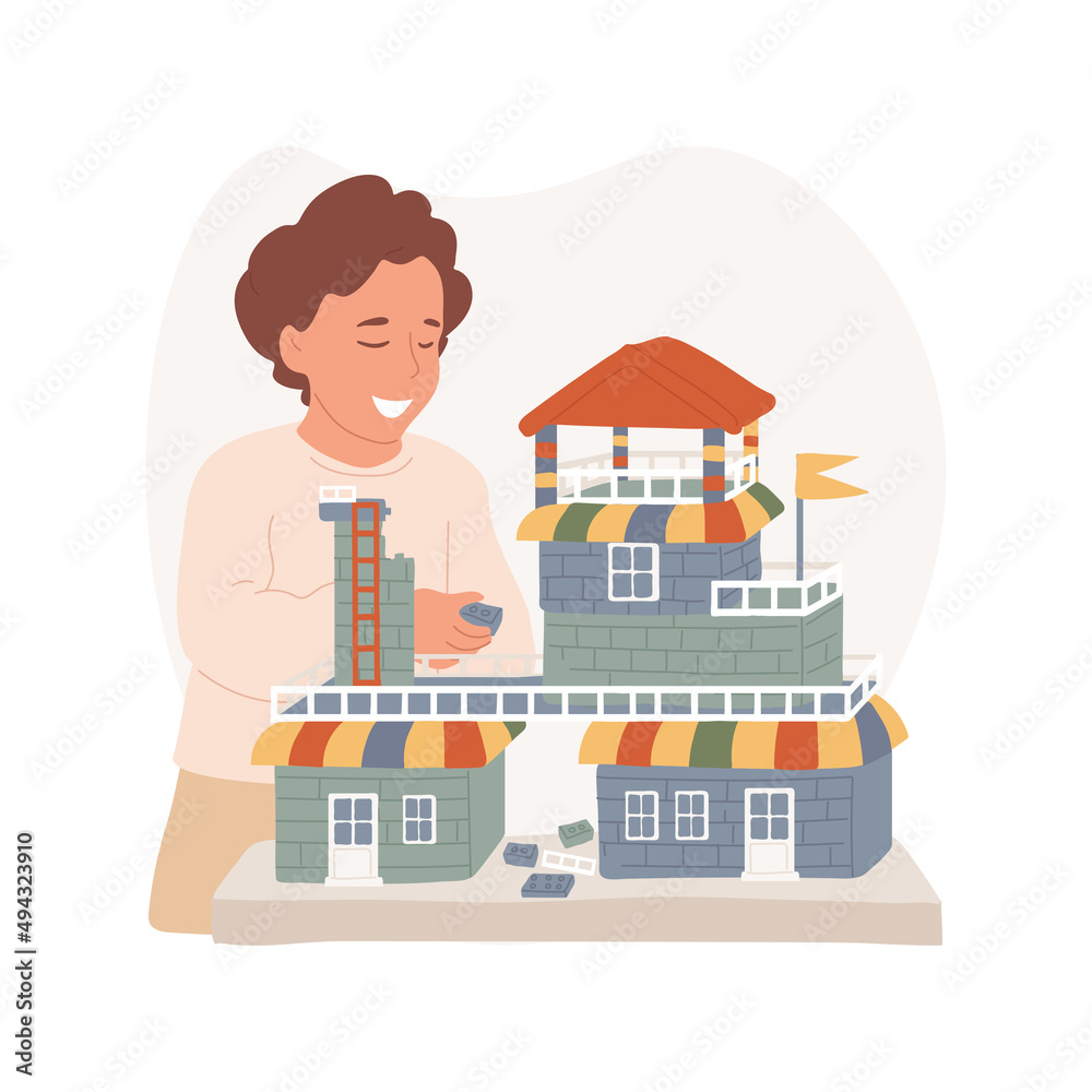 Playing construction game isolated cartoon vector illustration ...