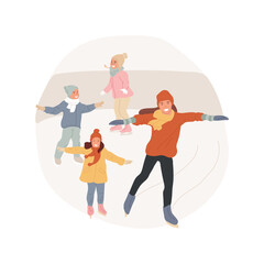 Ice skating class isolated cartoon vector illustration. Sport day camp, ice skating for children, physical activity, winter sport, professional training, indoors rink, daycare vector cartoon.