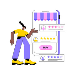 Poster - Seller reputation system abstract concept vector illustration. Seller assessment, reputation building, rating system, top rated product, merchant status, customer feedback page abstract metaphor.