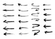 Set of grunge arrows. Hand drawn vector illustration.