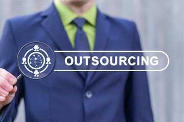 Poster - Concept of outsourcing company. Outsource Business Work International Human Resource Service Freelance Workforce.