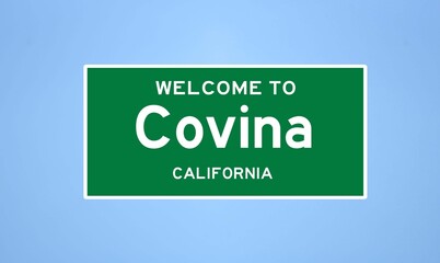 Wall Mural - Covina, California city limit sign. Town sign from the USA.