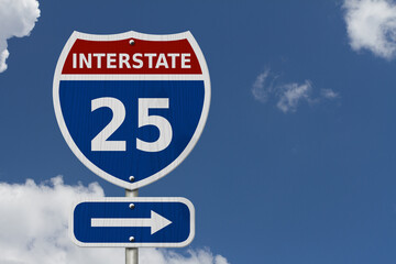 Wall Mural - USA Interstate 25 highway sign