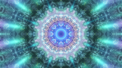 Wall Mural - 3d rendering of mandala looping seamless kaleidoscope