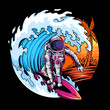 Summer Astronaut Surfing in Space Beach Waves