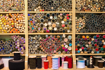 Sticker - Photo of buttons and threads in a store