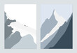 Minimalist landscape poster design, snow mountains