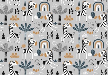 Wall Mural - cute zebra seamless pattern.