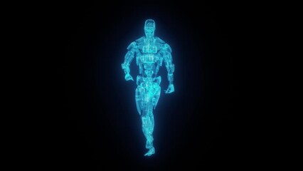 Poster - walking robot hologram. high quality 4k footage