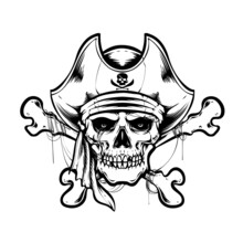 Black White Pirates Skull Vector Illustration