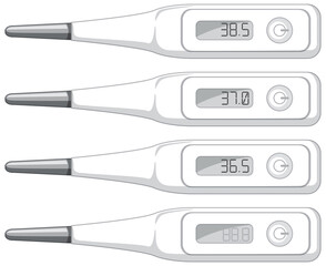 Poster - Set of different digital thermometer temperatures