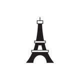 Fototapeta Boho - Eiffel tower, monument landmark icon in black flat glyph, filled style isolated on white background