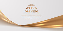 Grand Opening Silk Golden Satin Ribbon Element Poster Banner Template