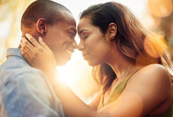 Aufkleber - Theyve got that soulmate kinda love. Shot of an affectionate young couple sharing a tender moment outdoors.