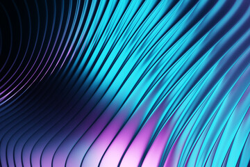Poster - 3d illustration rows of blue and pink line . geometric background, weave pattern.