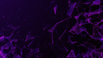 Poster - technology abstract background with polygonal shapes connecting dots and lines, network connection s