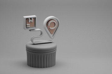 Fototapete - Beautiful abstract illustrations Delivery Location Tracking symbol icons on a column and wonderful background. 3d rendering illustration. Background pattern for design. Online Shopping.
