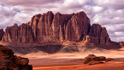 Wall Mural - An outstanding desert-mountain landscape. Wadi Rum Protected Area, Jordan.