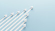 © oatawa - Minimal white arrow up to growth success on blue background, 3d render, progress way and forward achievement creative concept. copy space.