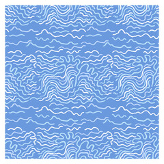 Wall Mural - Seamless pattern with blue waves. Design for backdrops with sea, rivers or water texture. Repeating texture. Figure for textiles.