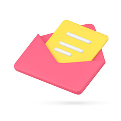 Poster - Open envelope yellow letter blank decorative isometric design 3d icon vector illustration