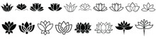 Lotus Icon Vector Set. Harmony Illustration Sign Collection. Buddha Flower Symbol.