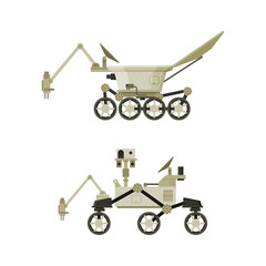 Poster - Space roboric rovers. Astronautics and space exploration technologies vector illustration