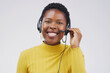 © Andrew G/peopleimages.com - Confident call centre agents create confident customers. Studio portrait of an attractive young female customer service representative wearing a headset against a grey background.