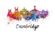 Cambridge skyline in watercolor