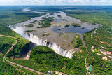 Aerial view of Victoria waterfalls at high water, Zimbabwe