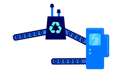 Poster - Recycling factory equipment semi flat color vector object. Full sized item on white. Processing materials. Recycling machine simple cartoon style illustration for web graphic design and animation