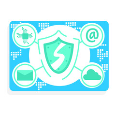 Fototapete - Cloud email security semi flat color vector object. Advanced threat protection. Full sized item on white. Messages encryption simple cartoon style illustration for web graphic design and animation