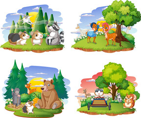 Wall Mural - Domestic animals at park scene