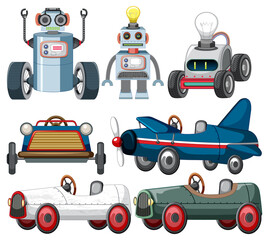 Wall Mural - set of different vintage robots