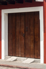 Sticker - Carved wooden door in colonial house of La Antigua Guatemala