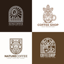 Set Of Line Art Coffee Logo And Icon Templates