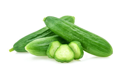 Wall Mural - mini cucumbers isolated on white background