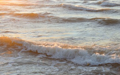 Wall Mural - Sea water surface texture. Soft sunlight. Panoramic image, graphic resources. Nature, environment concepts