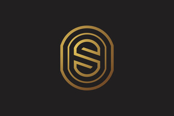 Wall Mural - elegant letter s luxury logo with monogram style and golden color vector design