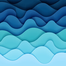 Abstract Blue Ocean Or Sea Background With Waves Pattern. Vacation 3d Effect Design Illustration. Vector Eps 10