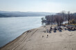 City beach of Novi Sad-Strand, on a spring sunny day. Novi Sad, Serbia.
