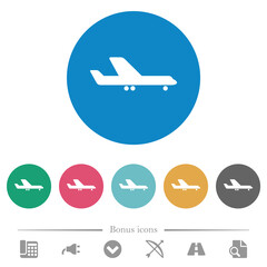 Poster - Airplane side view flat round icons