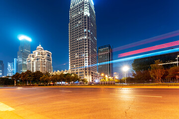 Wall Mural - moving car with blur light through city at night