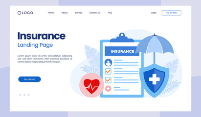 Wall Mural - Medical insurance, health insurance, protection concept, umbrella, healthcare, landing page flat illustration vector landing page