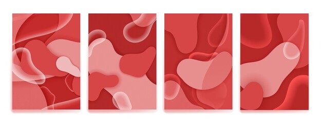 Abstract background set with 3d fluid shape design. Cover template for social media or website development