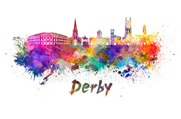 Wall Mural - Derby skyline in watercolor