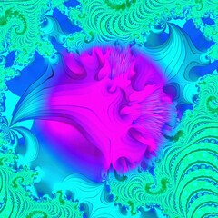 Wall Mural - 3d fractal illustration. Abstract fractal in bright and colorful color. Fractal abstract forms.