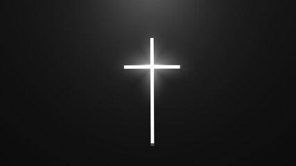 The cross on dark background with  sunlight  . Easter concept. 3d render illustration