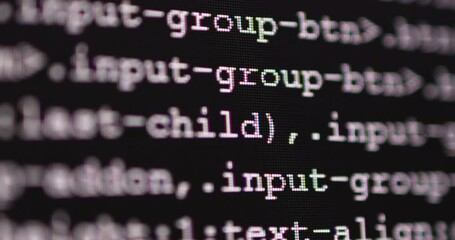 Aufkleber - 4K Close up shot programming tag coding on screen. Background concept for programming and coding web development.