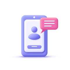 Poster - person having a video call or online conference meeting, smartphone interface. 3d vector icon. carto